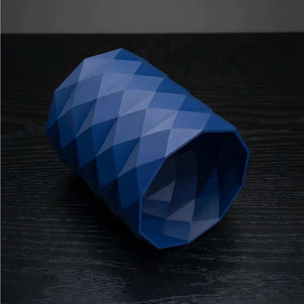 Geometric 3D Printed Desk Organizer Pen Holder – Modern Blue